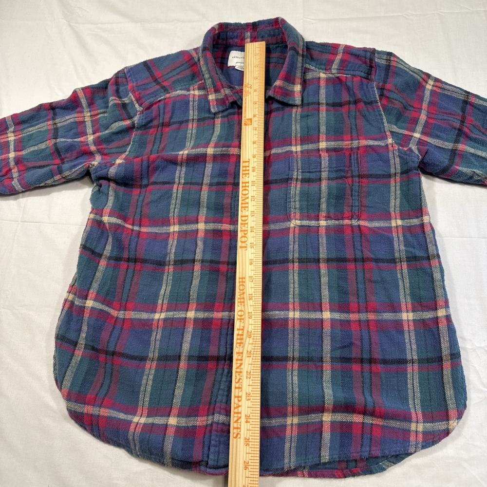 FLANNEL SHIRT American Eagle Boyfriend PINK Plaid  Women Medium Boho CABINCORE - Picture 4 of 8